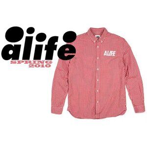 Alife - Large Gingham Red & White Button Down Plaid Shirt
